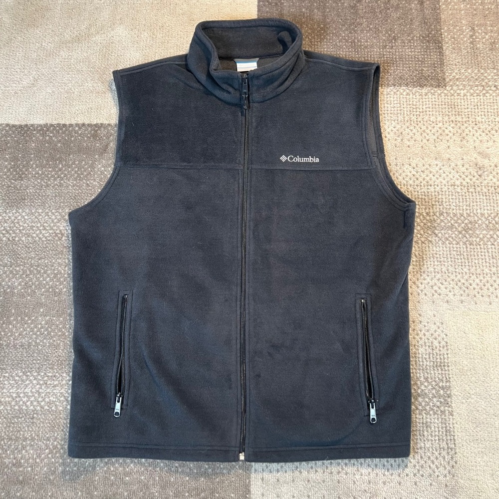 Columbia Steens Mountain Fleece Vest Mens XL Black Full Zip 1706131-010
